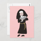 Nun Holding Grey Cat Gifts Briefkaart (Voorkant / Achterkant)