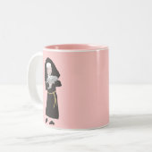 Nun Holding Grey Cat Gifts Tweekleurige Koffiemok (Voorkant links)