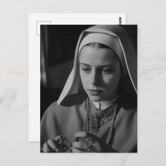 Nun in zwart-wit briefkaart (Voorkant / Achterkant)