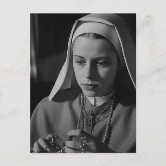 Nun in zwart-wit briefkaart (Voorkant)