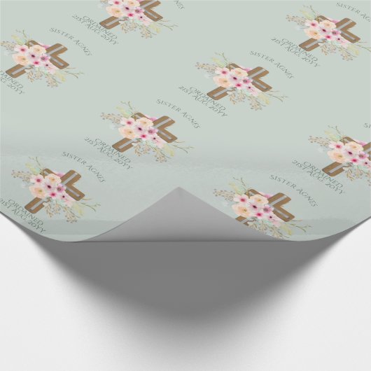 NUN - Inzegening of Jubileum - Bloemkruis Cadeaupapier (Hoek)