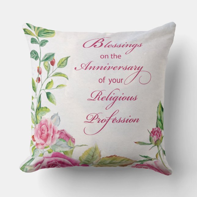 Nun Jubileum van de godsdienstige hoogterij Roses Kussen (Voorkant)