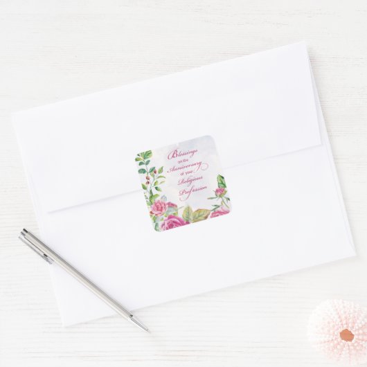 Nun Jubileum van de godsdienstige hoogterij Roses Vierkante Sticker (Envelop)