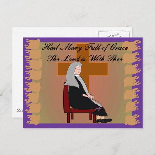 Nun Kaarten en geschenken "Heil Maria" Gebed (Voorkant / Achterkant)