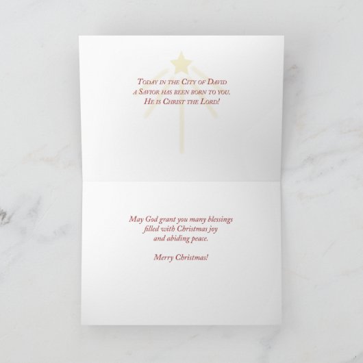 Nun kerstzegels rood, gouden sterren feestdagen kaart (Binnen)