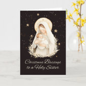 Nun Kerstzegeningen Madonna en Kind Kaart (Gele Bloem)