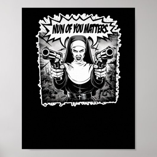 Nun of You S' Funny Warrior Nun Comic Art Sticker Poster (Voorkant)