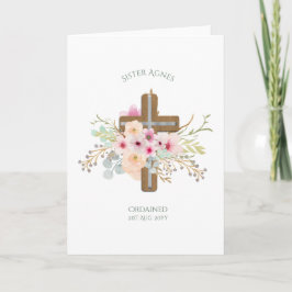 NUN - Ordening of Jubileum - Floral Cross Kaart