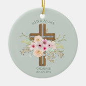 NUN - Ordening of Jubileum - Floral Cross Keramisch Ornament (Voorkant)