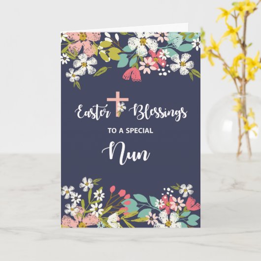 Nun Pasen Zegeningen van Verrezen Christus Bloemen Kaart (Gele Bloem)