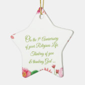 Nun Religieuze 5e Jubileum Waterverf Flowers Keramisch Ornament (Links)