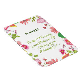 Nun Religieuze 5e Jubileum Waterverf Flowers Magneet