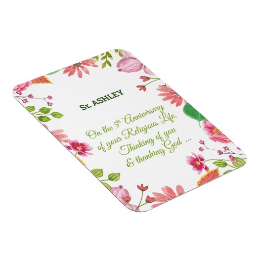 Nun Religieuze 5e Jubileum Waterverf Flowers Magneet (Rechterzijde)