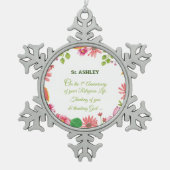 Nun Religieuze 5e Jubileum Waterverf Flowers Tin Sneeuwvlok Ornament (Voorkant)