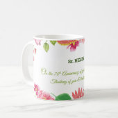 Nun Religieuze 70e Jubileum Waterverf Bloemen Koffiemok (Voorkant links)