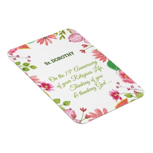 Nun Religieuze 75e Jubileum Waterverf Bloemen Magneet (Rechterzijde)