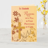 Nun Religieuze Professie Gefeliciteerd Flowers Kaart (Gele Bloem)