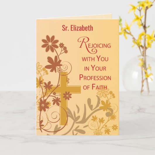 Nun Religieuze Professie Gefeliciteerd Flowers Kaart (Gele Bloem)