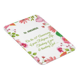 Nun Religious 10th Jubileum Waterverf Flowers Magneet