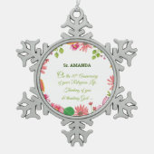 Nun Religious 10th Jubileum Waterverf Flowers Tin Sneeuwvlok Ornament (Voorkant)