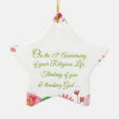 Nun Religious 15th Jubileum Waterverf Flowers Keramisch Ornament (Voorkant)