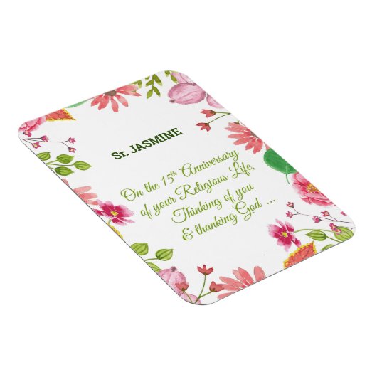 Nun Religious 15th Jubileum Waterverf Flowers Magneet (Rechterzijde)