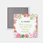 Nun Religious 15th Jubileum Waterverf Flowers Magneet (Voorkant / Achterkant)