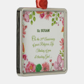 Nun Religious 20th Jubileum Waterverf Flowers Metalen Ornament (Rechts)