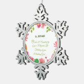 Nun Religious 20th Jubileum Waterverf Flowers Tin Sneeuwvlok Ornament (Rechts)