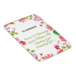 Nun Religious 25th Jubileum Waterverf Flowers Magneet