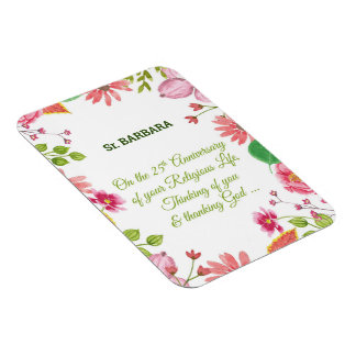 Nun Religious 25th Jubileum Waterverf Flowers Magneet