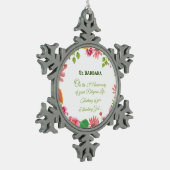 Nun Religious 25th Jubileum Waterverf Flowers Tin Sneeuwvlok Ornament (Links)