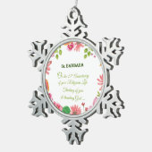 Nun Religious 25th Jubileum Waterverf Flowers Tin Sneeuwvlok Ornament (Rechts)