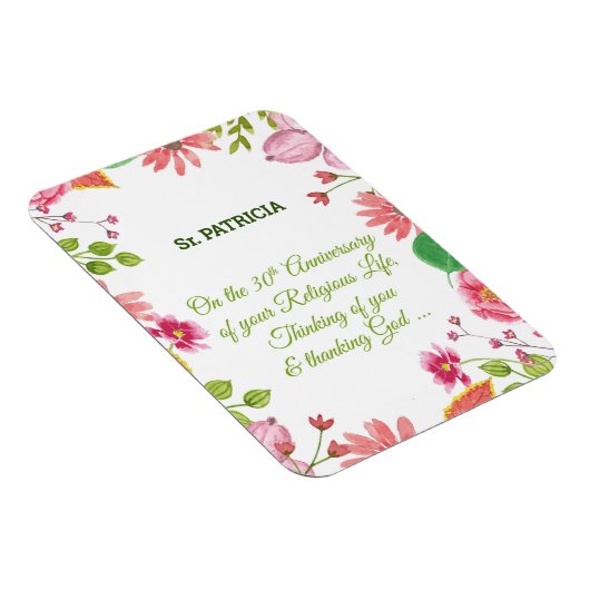 Nun Religious 30th Jubileum Waterverf Flowers Magneet (Rechterzijde)