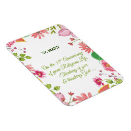 Nun Religious 35th Jubileum Waterverf Flowers Magneet
