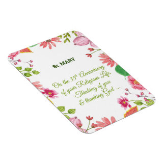 Nun Religious 35th Jubileum Waterverf Flowers Magneet