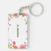 Nun Religious 40th Jubileum Waterverf Flowers Sleutelhanger (achterkant)