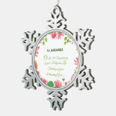 Nun Religious 40th Jubileum Waterverf Flowers Tin Sneeuwvlok Ornament (Rechts)