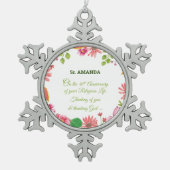 Nun Religious 40th Jubileum Waterverf Flowers Tin Sneeuwvlok Ornament (Voorkant)