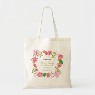 Nun Religious 40th Jubileum Waterverf Flowers Tote Bag