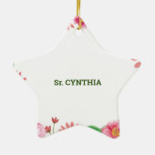 Nun Religious 45th Jubileum Waterverf Flowers Keramisch Ornament (Achterkant)