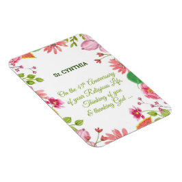 Nun Religious 45th Jubileum Waterverf Flowers Magneet