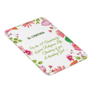 Nun Religious 45th Jubileum Waterverf Flowers Magneet