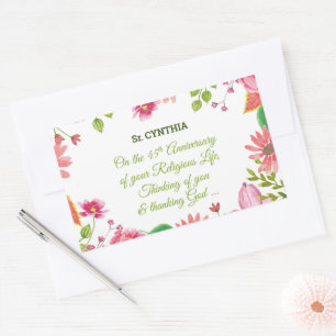 Nun Religious 45th Jubileum Waterverf Flowers Rechthoekige Sticker