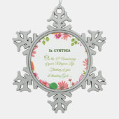 Nun Religious 45th Jubileum Waterverf Flowers Tin Sneeuwvlok Ornament (Voorkant)