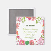 Nun Religious 50th Jubileum Waterverf Flowers Magneet (Voorkant / Achterkant)