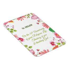 Nun Religious 50th Jubileum Waterverf Flowers Magneet