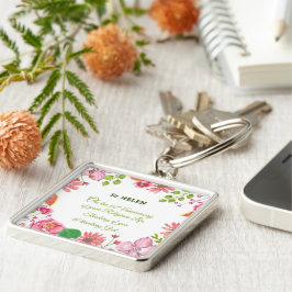 Nun Religious 50th Jubileum Waterverf Flowers Sleutelhanger