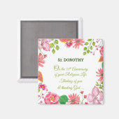 Nun Religious 55th Jubileum Waterverf Flowers Magneet (Voorkant / Achterkant)