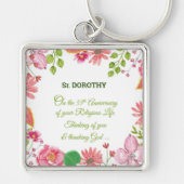 Nun Religious 55th Jubileum Waterverf Flowers Sleutelhanger (Voorkant)